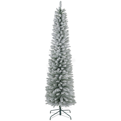 HOMCOM 7ft Artificial Snowy Pencil Christmas Tree - White 