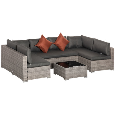 Outsunny Four-Piece Half-Square Rattan Sofa Set - Mixed Grey 
