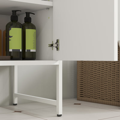 HOMCOM Bathroom Vanity Unit, Under Sink Storage Cabinet with Soft-Close Doors for Basin without or with Pedestal, White 