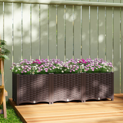 Outsunny Plastic Raised Garden Bed with Legs, Self Watering Elevated Planter Boxes with Drainage Holes and Plugs 