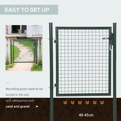 HOMCOM Green Steel Garden Gate with Lock and 3 Keys 97 x 150cm, Green 