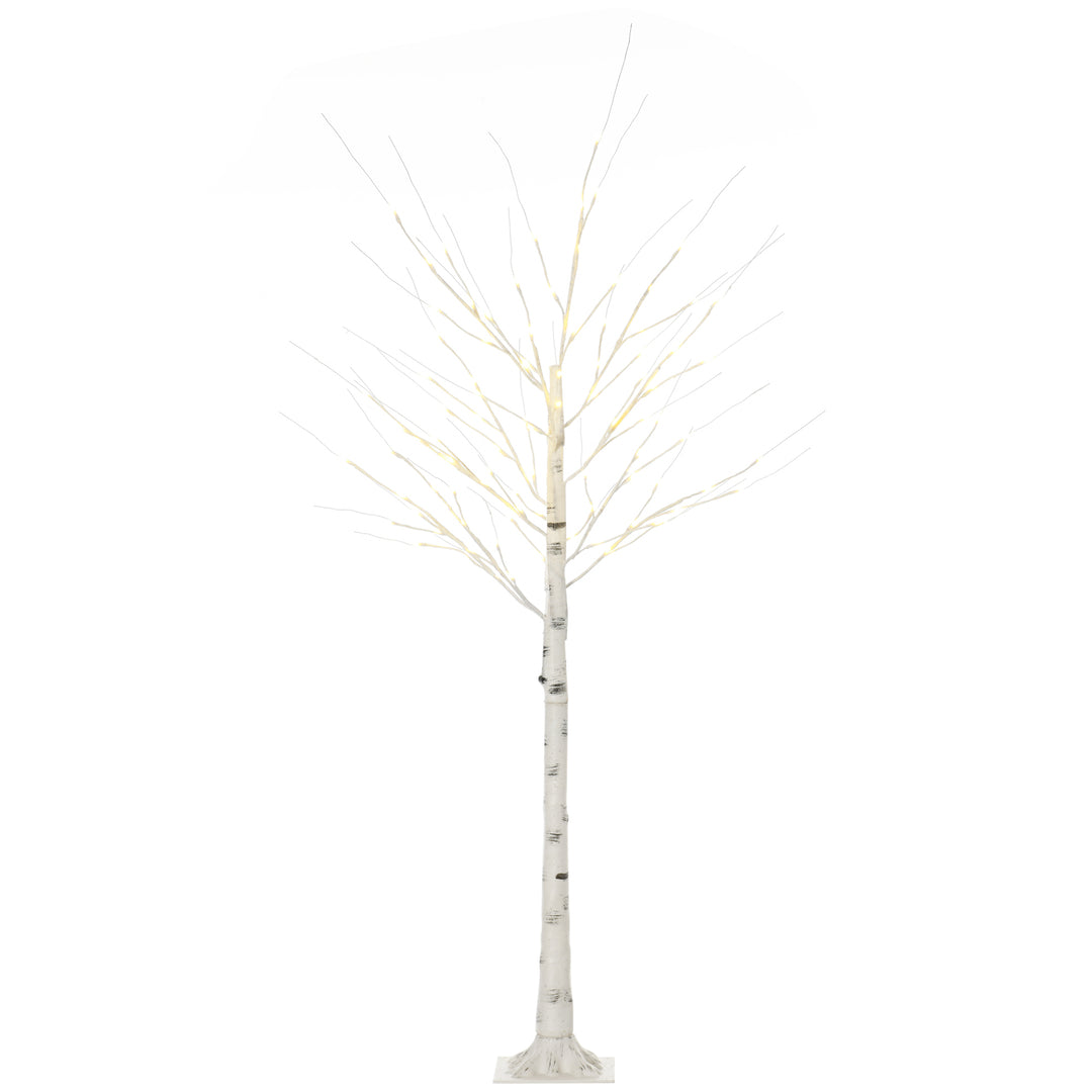 HOMCOM 6ft Artificial White Birch Tree Light with Warm White Pre-Lit LED Light for Indoor and Covered Outdoor Use 