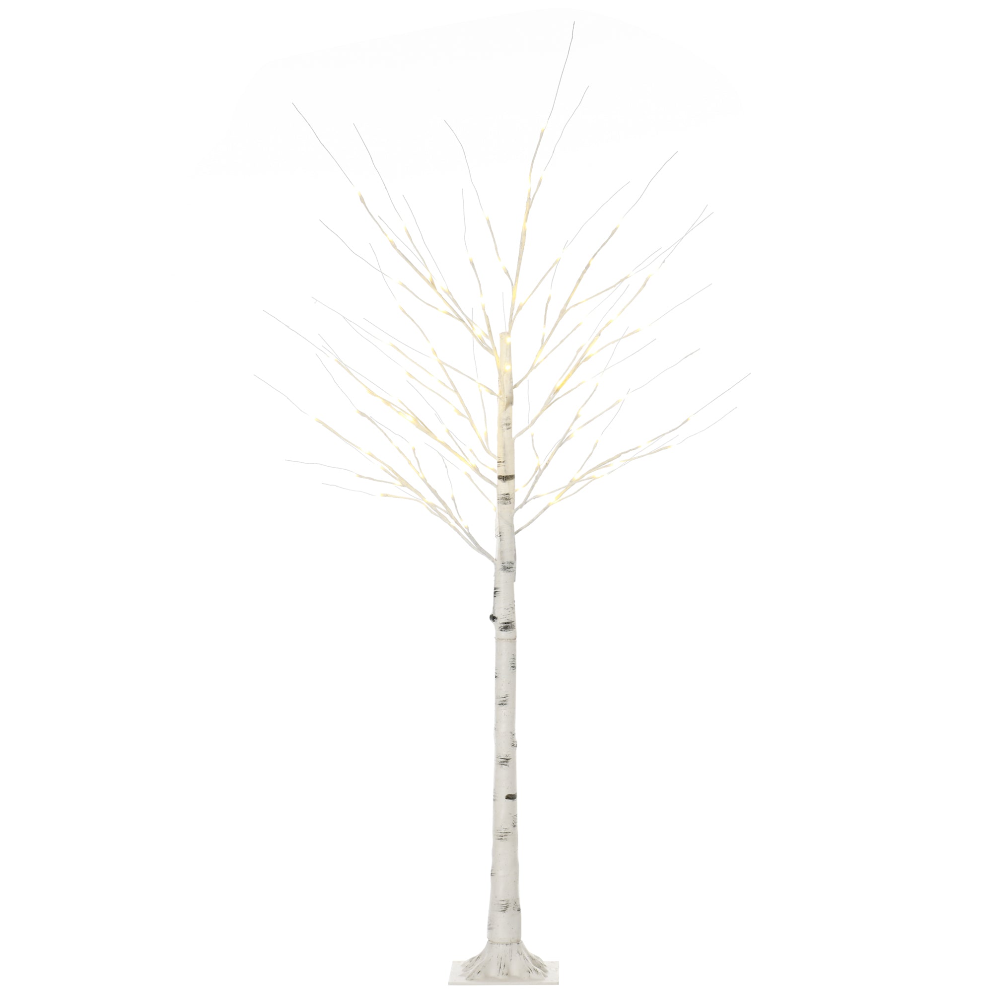 HOMCOM 6ft Artificial White Birch Tree Light with Warm White Pre-Lit LED Light for Indoor and Covered Outdoor Use 