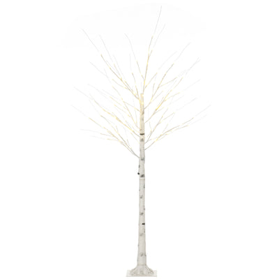 HOMCOM 6ft Artificial White Birch Tree Light with Warm White Pre-Lit LED Light for Indoor and Covered Outdoor Use 