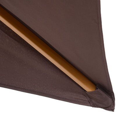 Outsunny 2 x 3m Wooden Garden Parasol Umbrella Outdoor Sun Shade Canopy, Dark Coffee 
