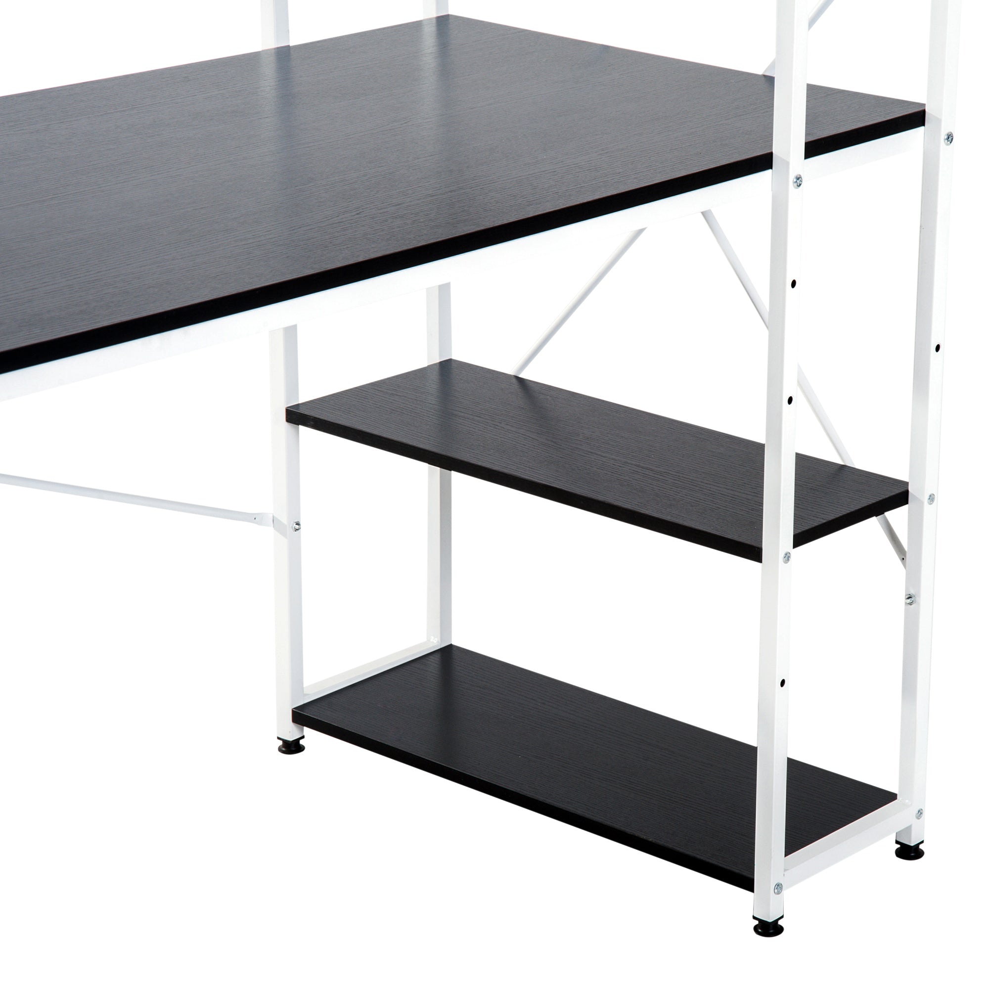 HOMCOM Computer Desk with Storage Shelves on Left or Right, Industrial Reversible Writing Desk for Home Office, Study, Easy Assembly, 120 x 64 x 121cm, Black and White 