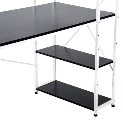 HOMCOM Computer Desk with Storage Shelves on Left or Right, Industrial Reversible Writing Desk for Home Office, Study, Easy Assembly, 120 x 64 x 121cm, Black and White 