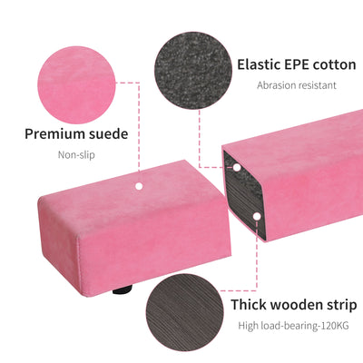HOMCOM 2.1M 7FT Gymnastics Folding Balance Beam Home Gym Training Exercise Sports - Pink 