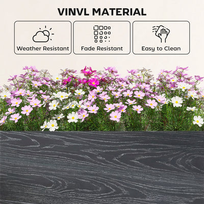 Outsunny Vinyl Raised Garden Bed Kit, 2 x 2 x 1ft Modular Elevated Garden Box with Slotting Legs and Open Bottom, Dark Grey 
