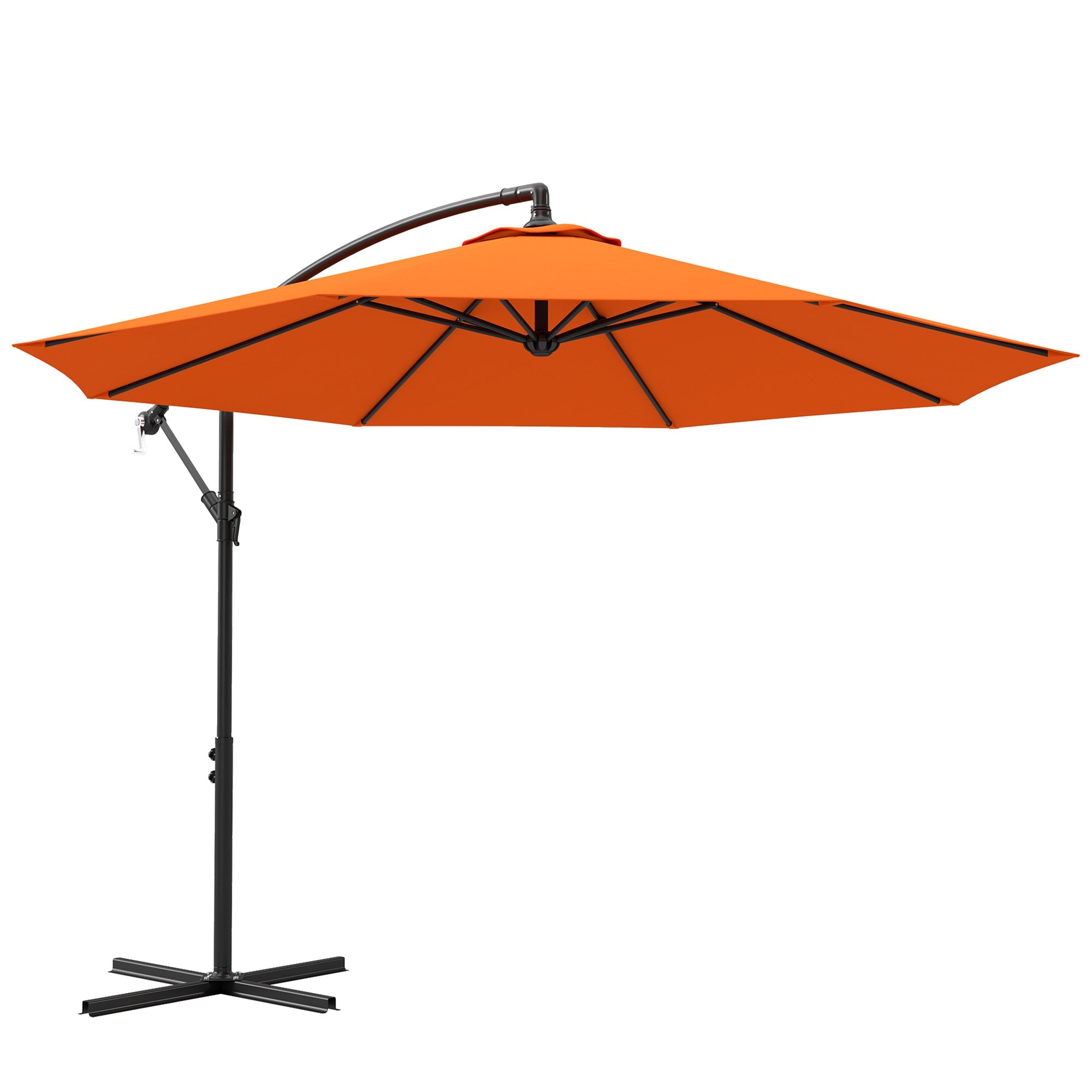 Outsunny 3(m) Overhanging Parasol, with Base - Orange 