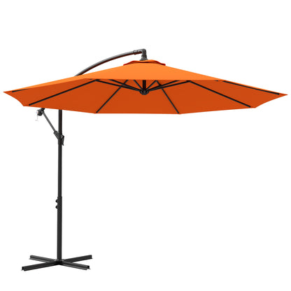 Outsunny 3(m) Overhanging Parasol, with Base - Orange 