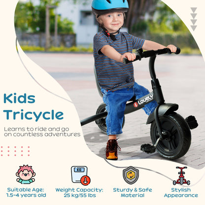 HOMCOM Kids Trike Toddler Tricycle Children Ride on 3 Wheels Bike For 1.5 - 4 Years Black 