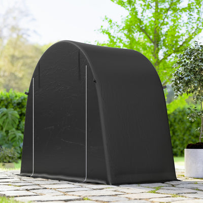 Outsunny 8 x 4 ft Garden Storage Tent, Waterproof Bike Tent with Roll-up Zipper Door and Galvanised Metal Frame, Dark Grey 