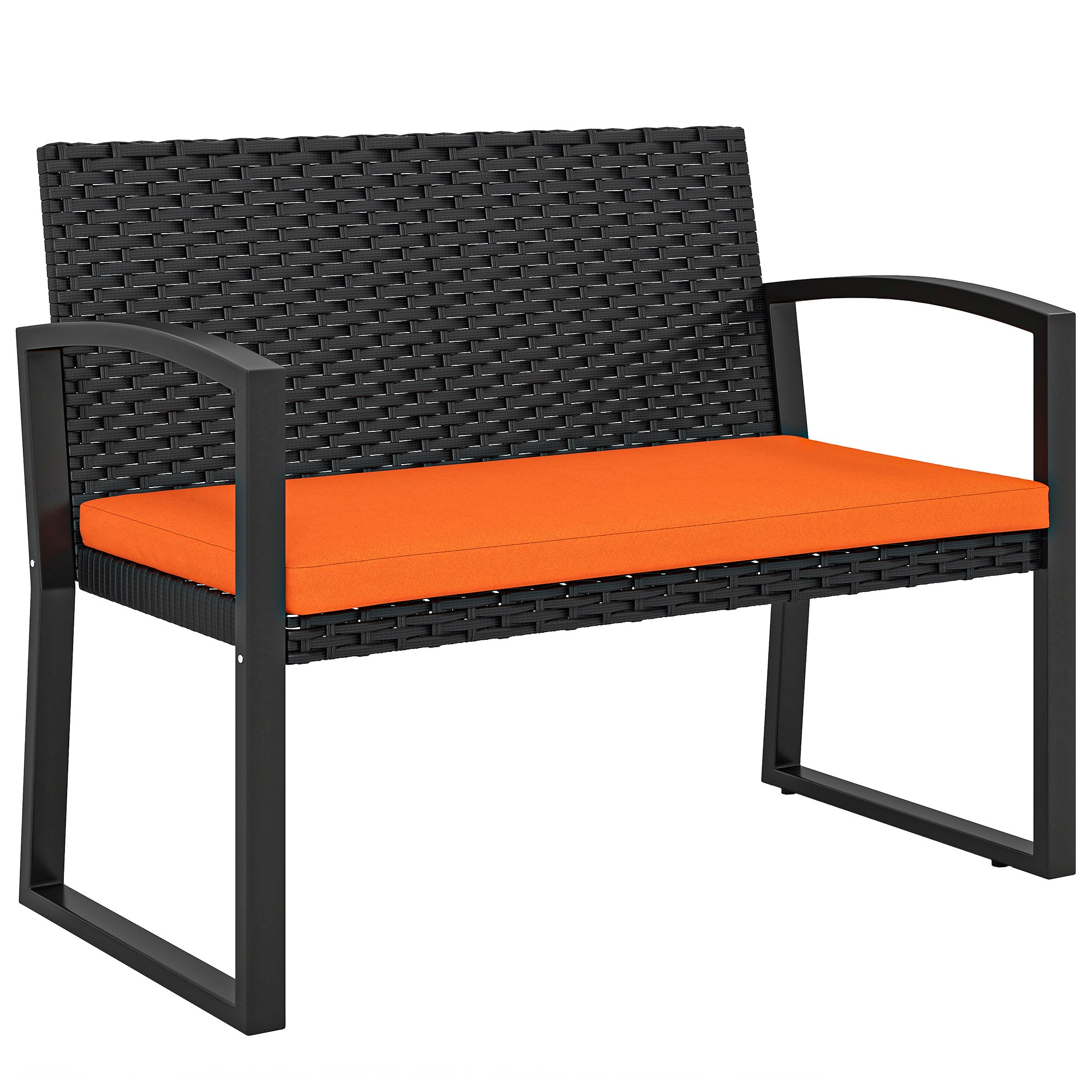 Outsunny Two-Seater Rattan Garden Bench - Orange 