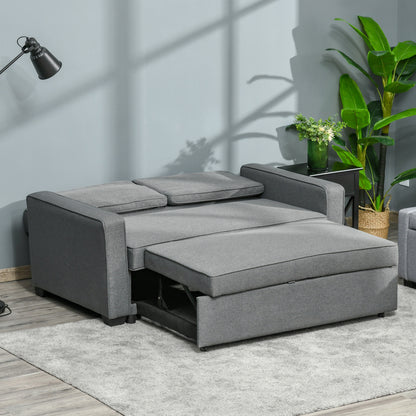 HOMCOM Double Sofa Bed Click Clack Sofa Bed Pull Out Bed with Adjustable Backrest for Living Room and Bedroom Grey 