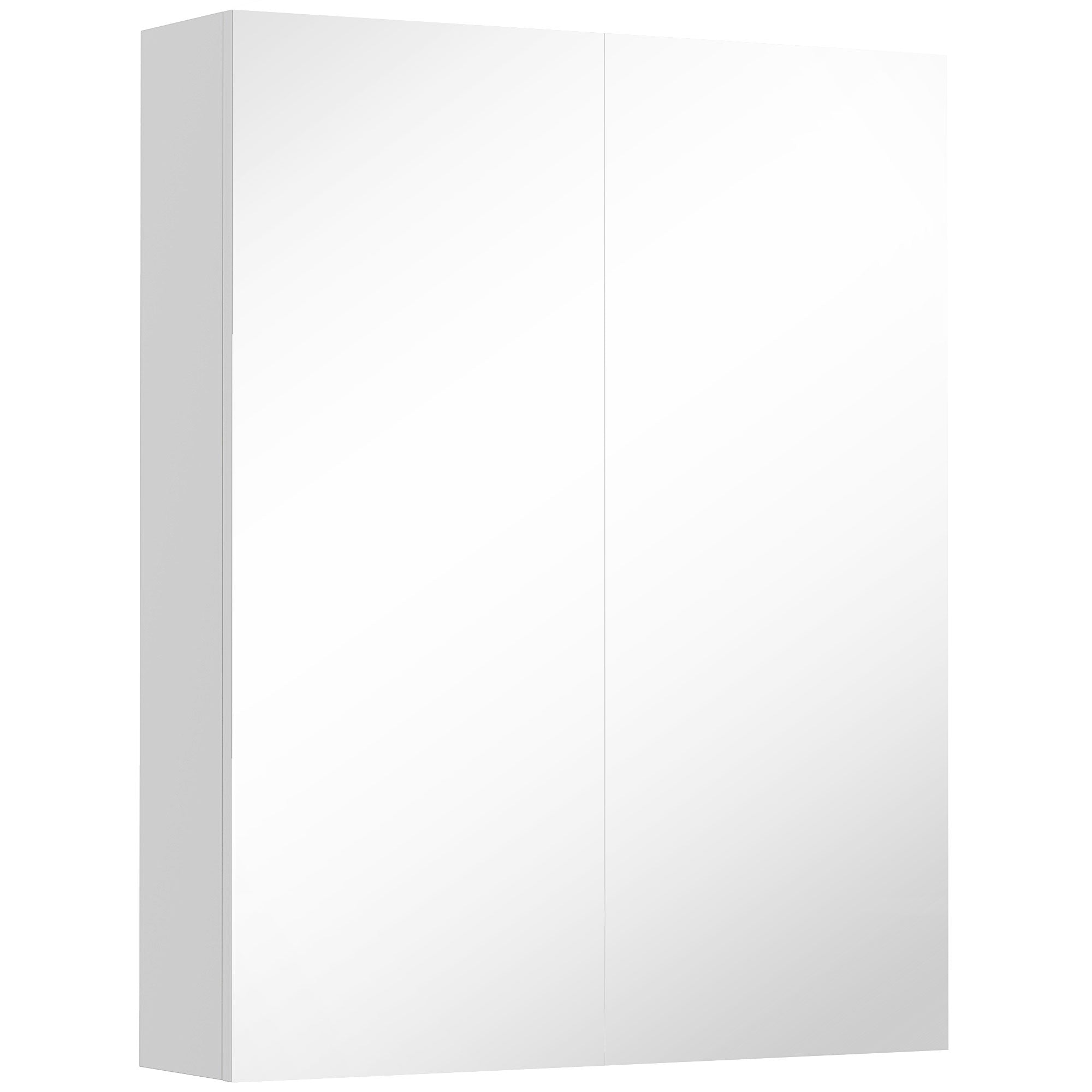 HOMCOM Wall Mounted Bathroom Mirror Storage Cabinet w/ Door Adjustable Shelf, White 