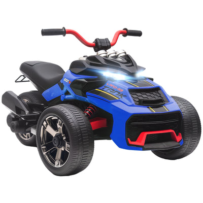 AIYAPLAY 12V Kids Electric Ride On Car with 3 Wheeler, MP3 Player, Horn, 2 Speeds, LED Lights for Boys & Girls Ages 3-8, Blue 