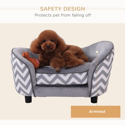 PawHut Dog Sofa Pet Couch for XS Dogs w/ Removable Sponge Padded Cushion - Grey 