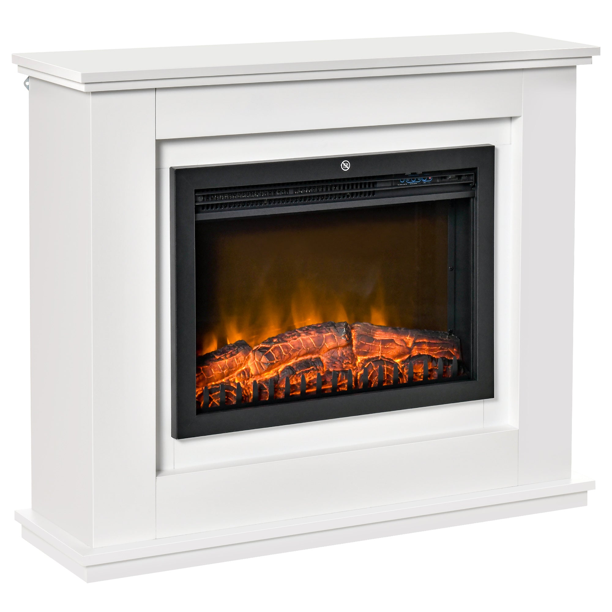 HOMCOM Electric Fireplace Suite with Remote Control, 1kW/2kW Freestanding Fireplace Heater with LED Flame Effect, Overheat Protection, 7-day Programmable Timer 