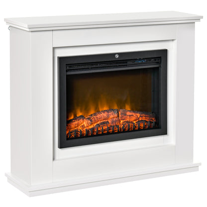 HOMCOM Electric Fireplace Suite with Remote Control, 1kW/2kW Freestanding Fireplace Heater with LED Flame Effect, Overheat Protection, 7-day Programmable Timer 