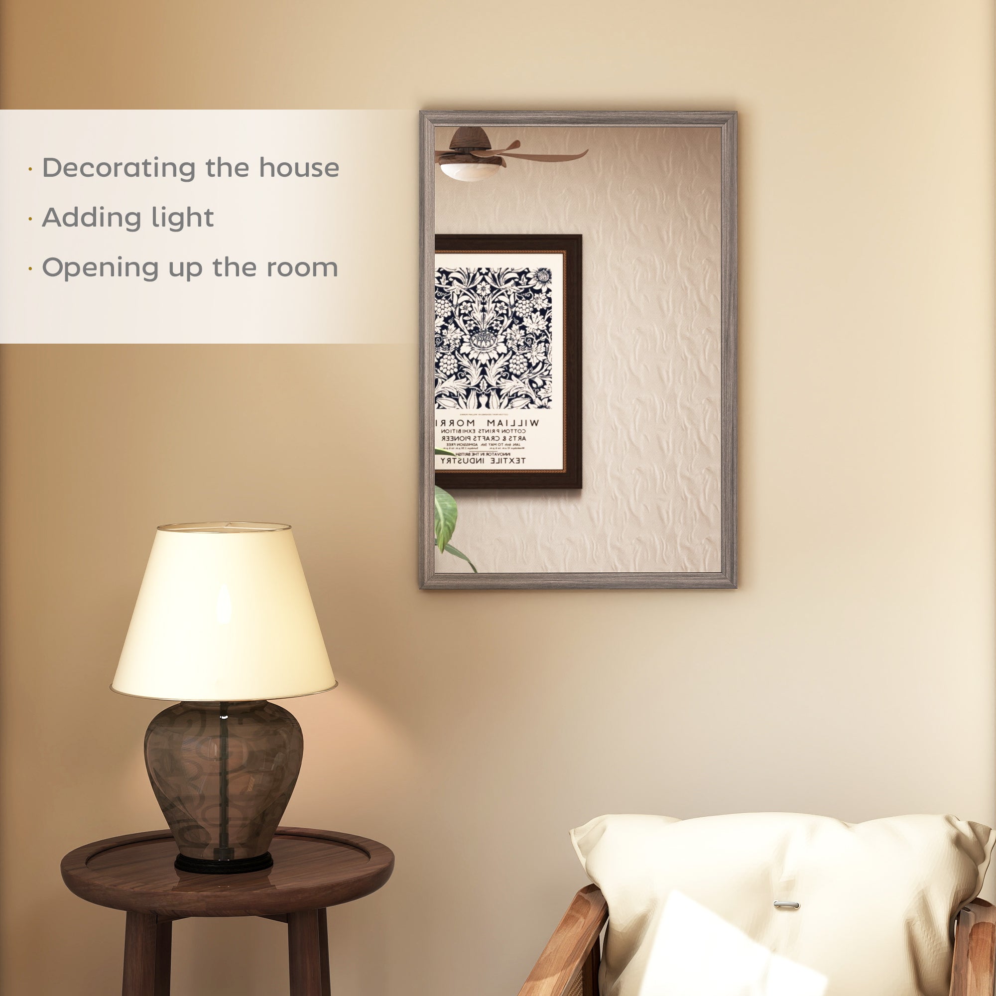 HOMCOM Wall Bathroom Mirror, 40 x 60 cm Wall-Mounted Mirror for Living Room, Bedroom, Hallway, Grey 