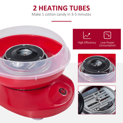 HOMCOM Candy Floss Machine Electric Cotton Candy Maker Gadgetry 450W (Red) 