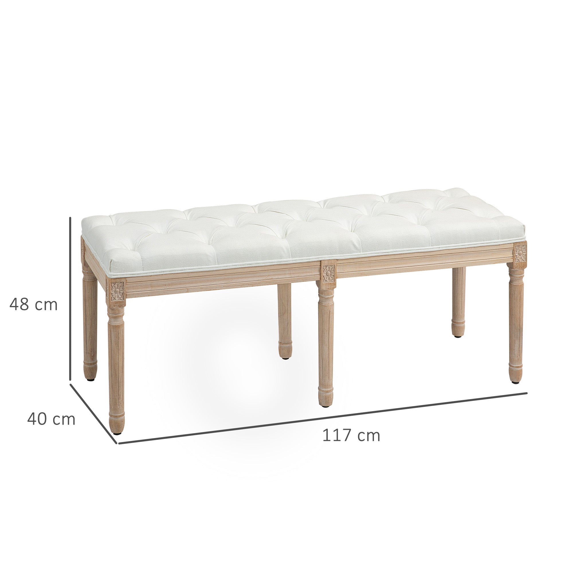 HOMCOM Vintage French Look Bed End Bench - Cream White 