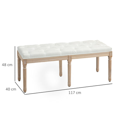 HOMCOM Vintage French Look Bed End Bench - Cream White 