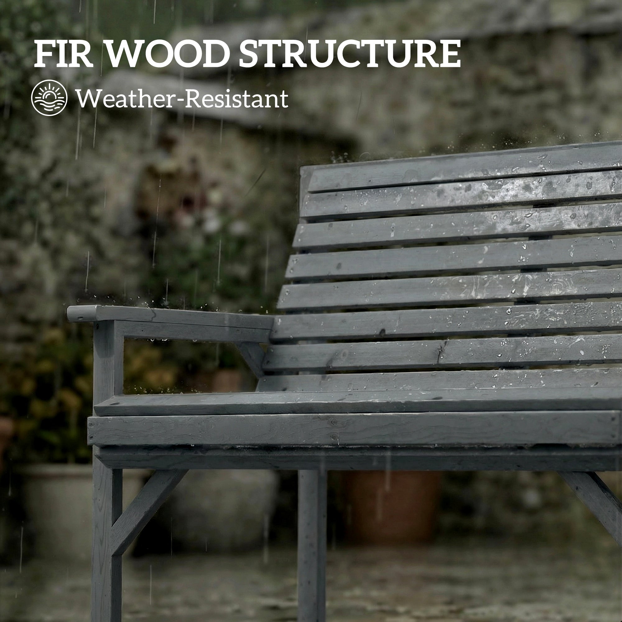 Outsunny 2 Seater Wooden Garden Bench, Slatted Patio Bench with Armrest and Backrest, Outdoor Furniture for Indoor, Balcony 