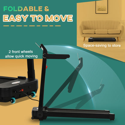 HOMCOM 600W Foldable Steel Motorised Treadmill Running Machine w/ LCD Monitor Black 