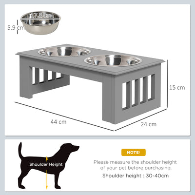 PawHut Raised Dog Feeding Bowls with Stand, Stainless Steel for  Extra Small and Small Dog, 44L x 24W x 15H cm - Grey 