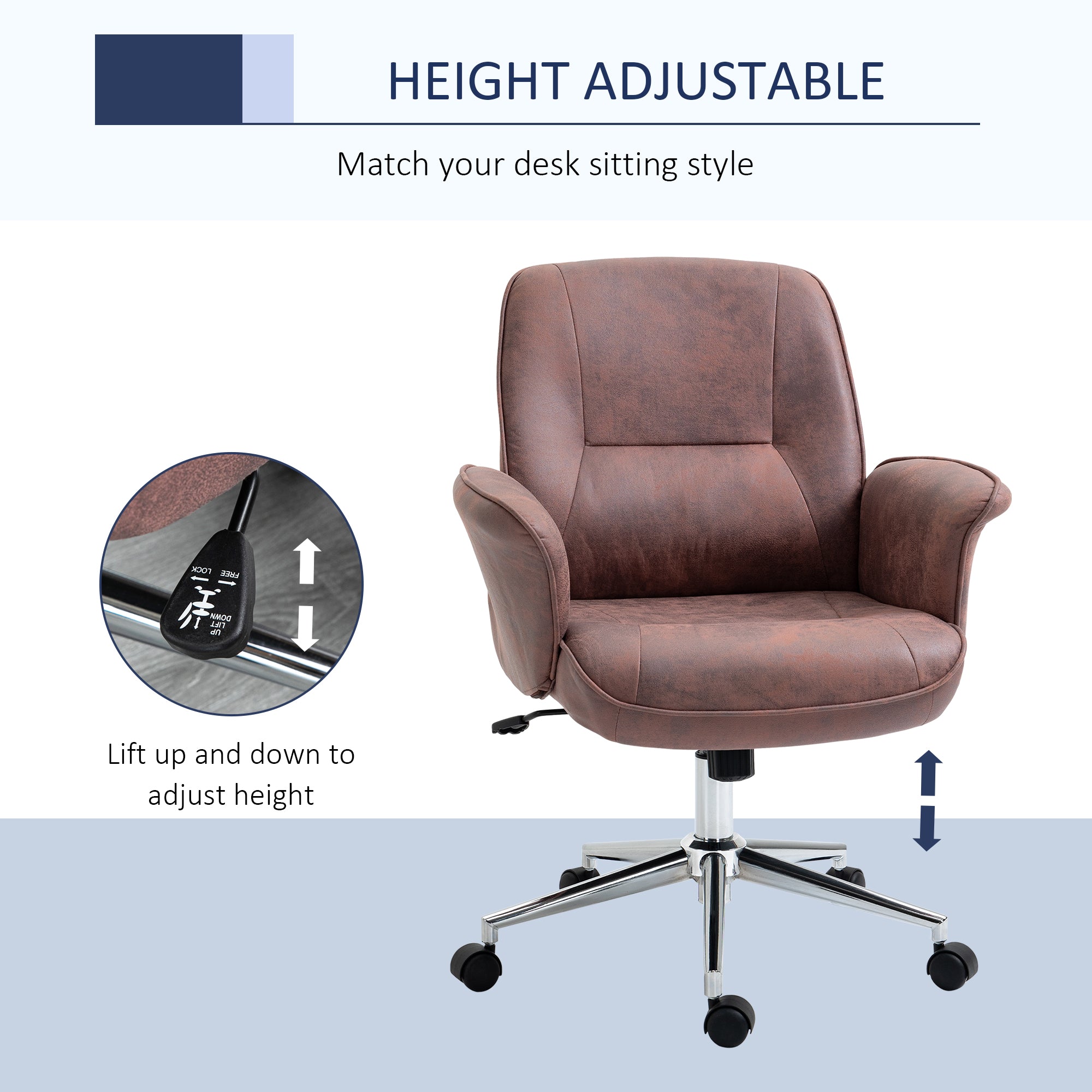 Vinsetto Office Chair, Desk Chair, Swivel Computer Chair with Armrest and Rolling Wheels for Home and Work, Red 