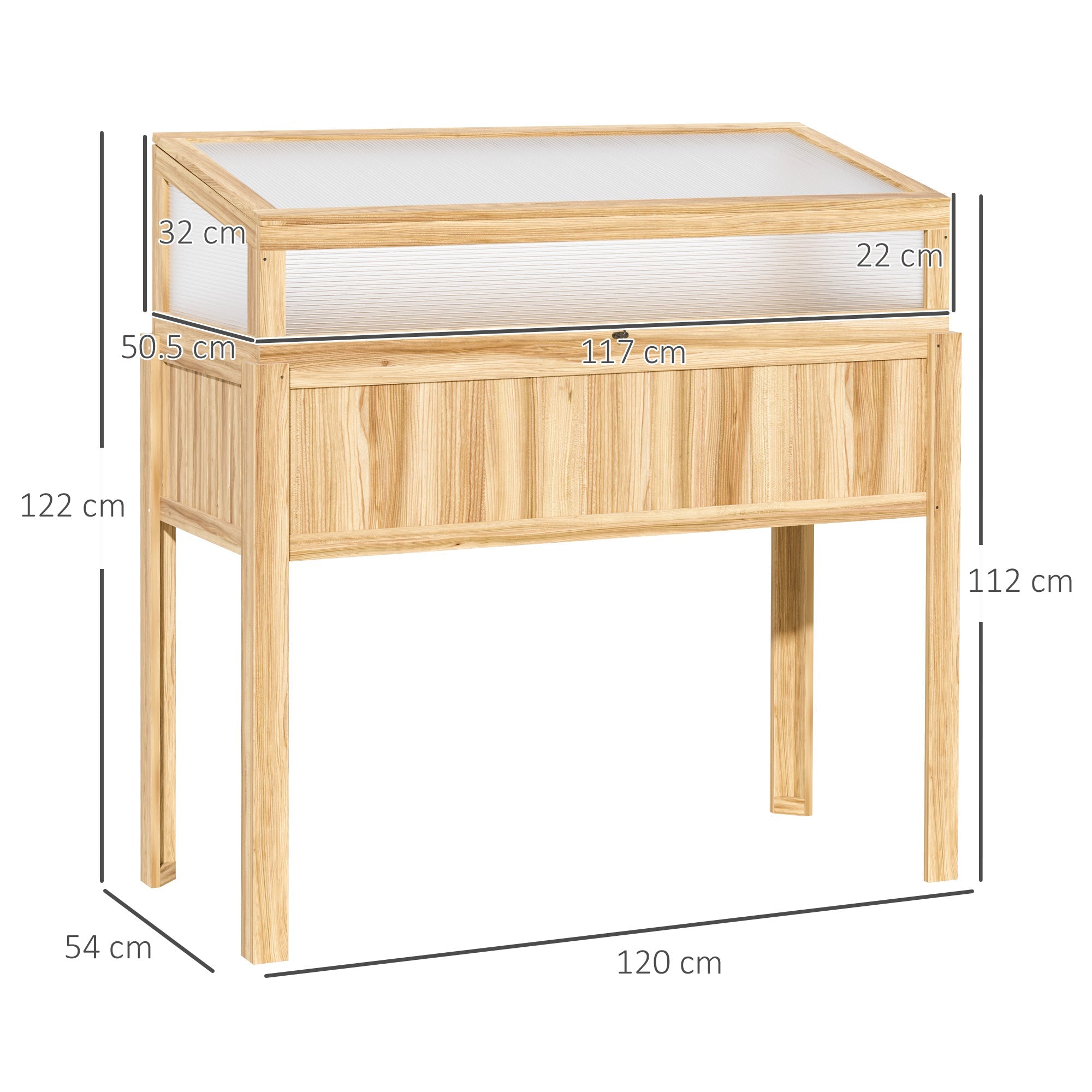 Outsunny Raised Garden Bed 2-IN-1 Wood Cold Frame Greenhouse with Elevated Garden Box, Openable Top for Flowers, Vegetables, Plants, Natural 