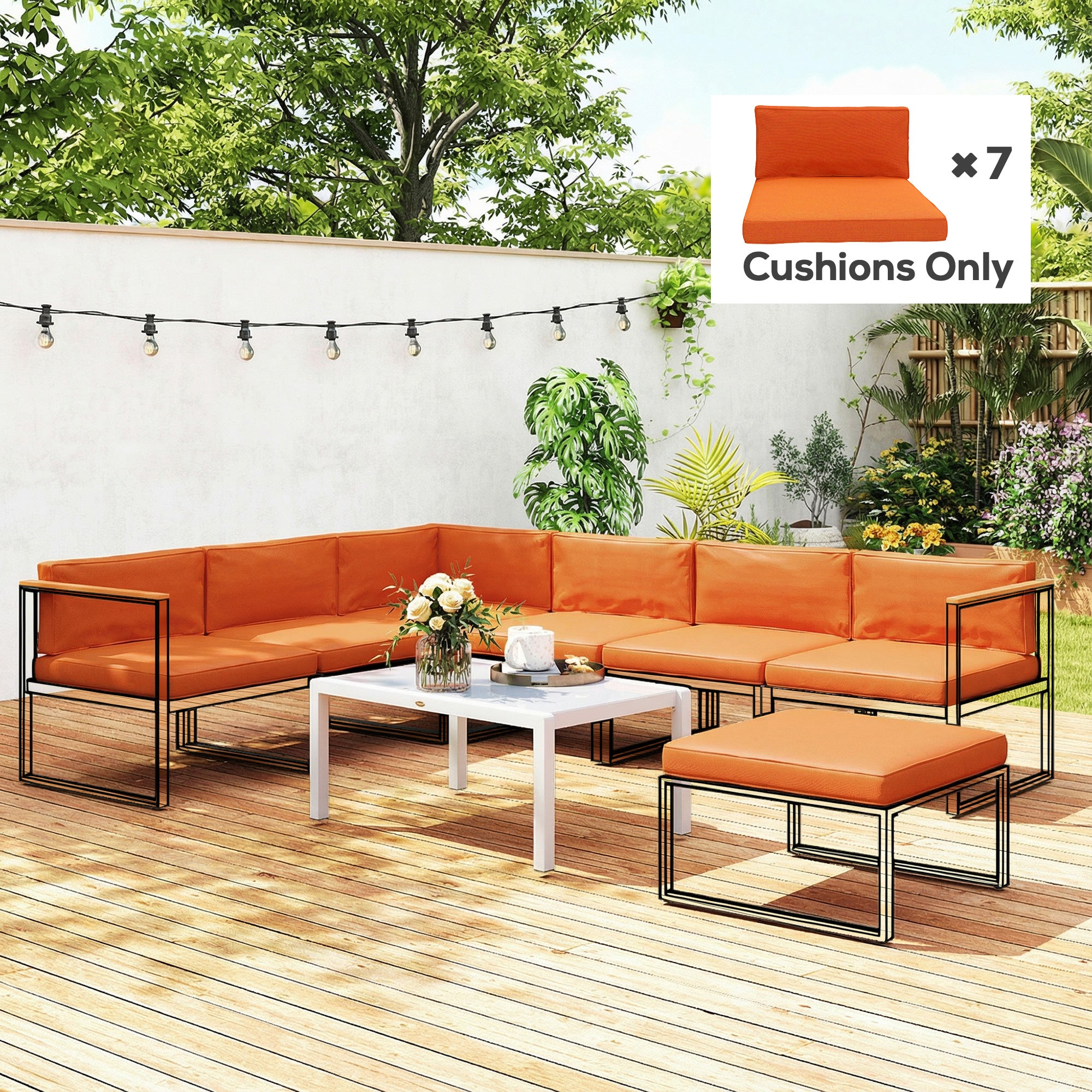 Outsunny 14-piece Dining Set Cushions - Orange 