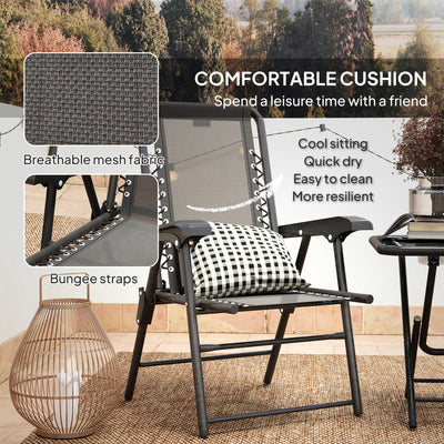 Outsunny Three-Piece Garden Table and Chair Set - Black 