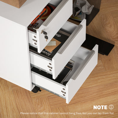 HOMCOM Three-Drawer Locking Filing Cabinet - White 