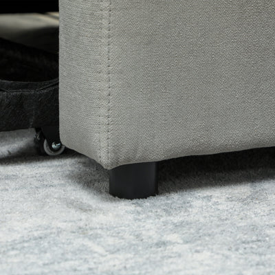 HOMCOM Velvet-Feel Two-Seater Sofa Bed - Light Grey 