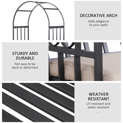 Outsunny Metal Frame Bench W/Arch, 114Lx60Wx206H cm-Grey 