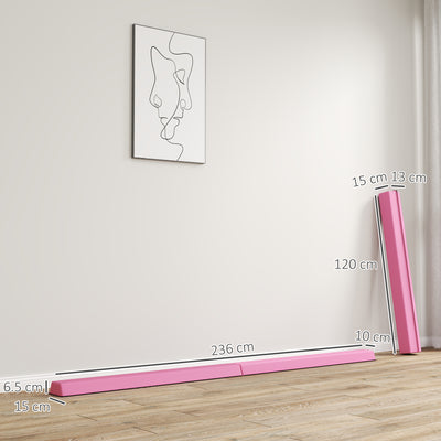 SPORTNOW 7.7ft Folding Gymnastics Beam, Floor Balance Beam for Kids with Anti-Slip Base, Gymnastics Equipment for Home, Pink 
