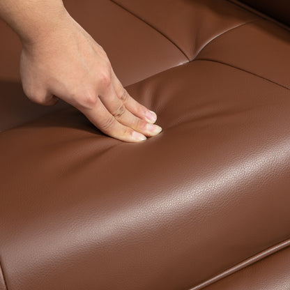 HOMCOM Faux Leather Armchair, with 145\'c2\'b0 Reclining Back and Footrest - Brown