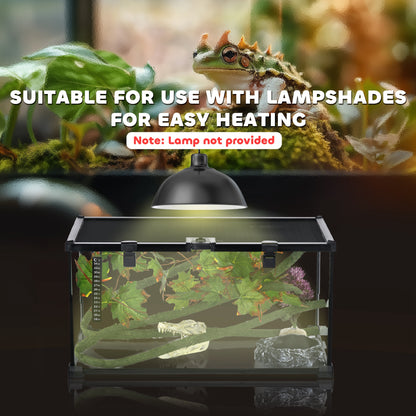 PawHut Glass Reptile Terrarium with Decor Kit, Breeding Tank with Thermometer for Small Animals, 50 x 30 x 25cm, Heated - Black 