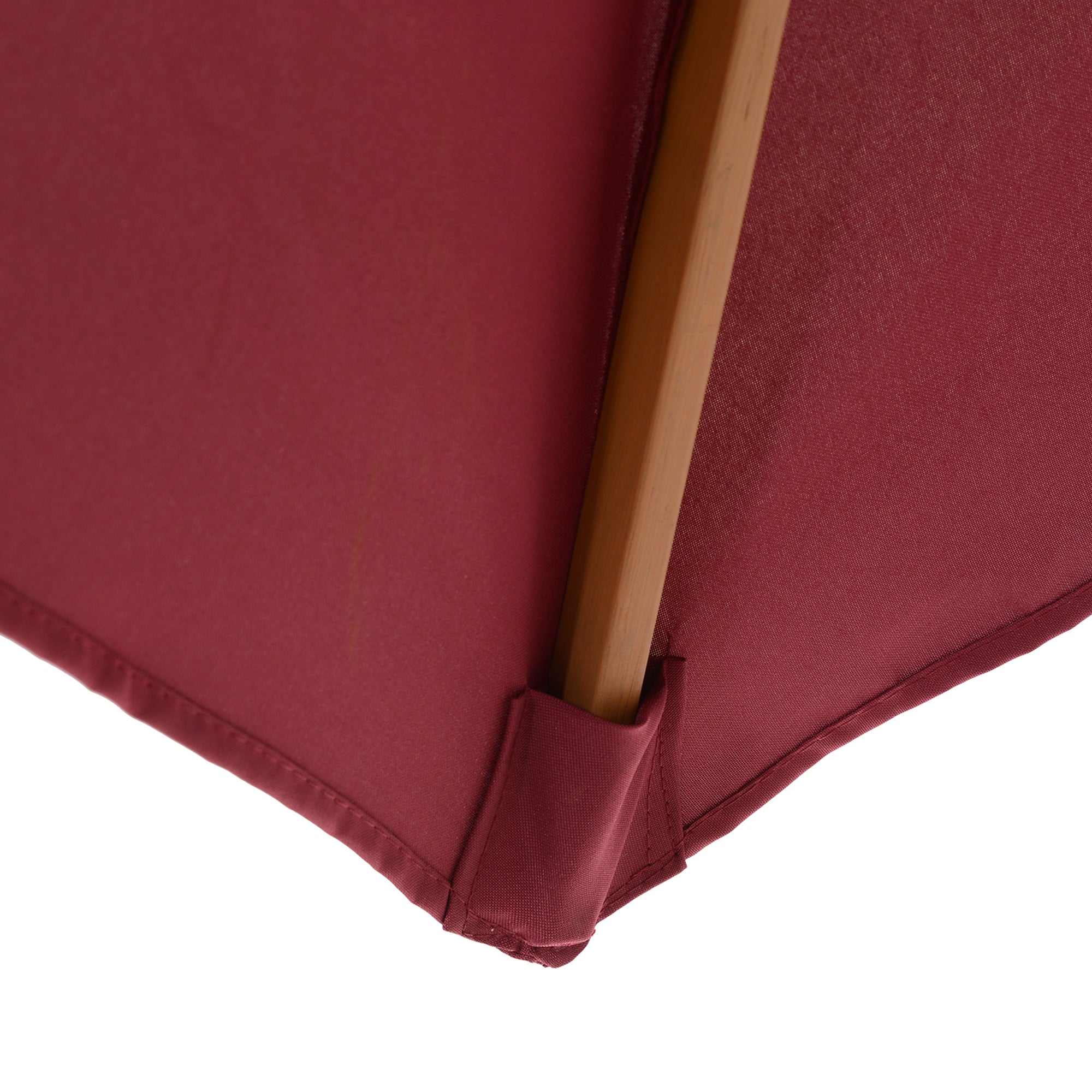 Outsunny 2.5m Wood Garden Parasol Sun Shade Patio Outdoor Wooden Umbrella Canopy Wine Red 