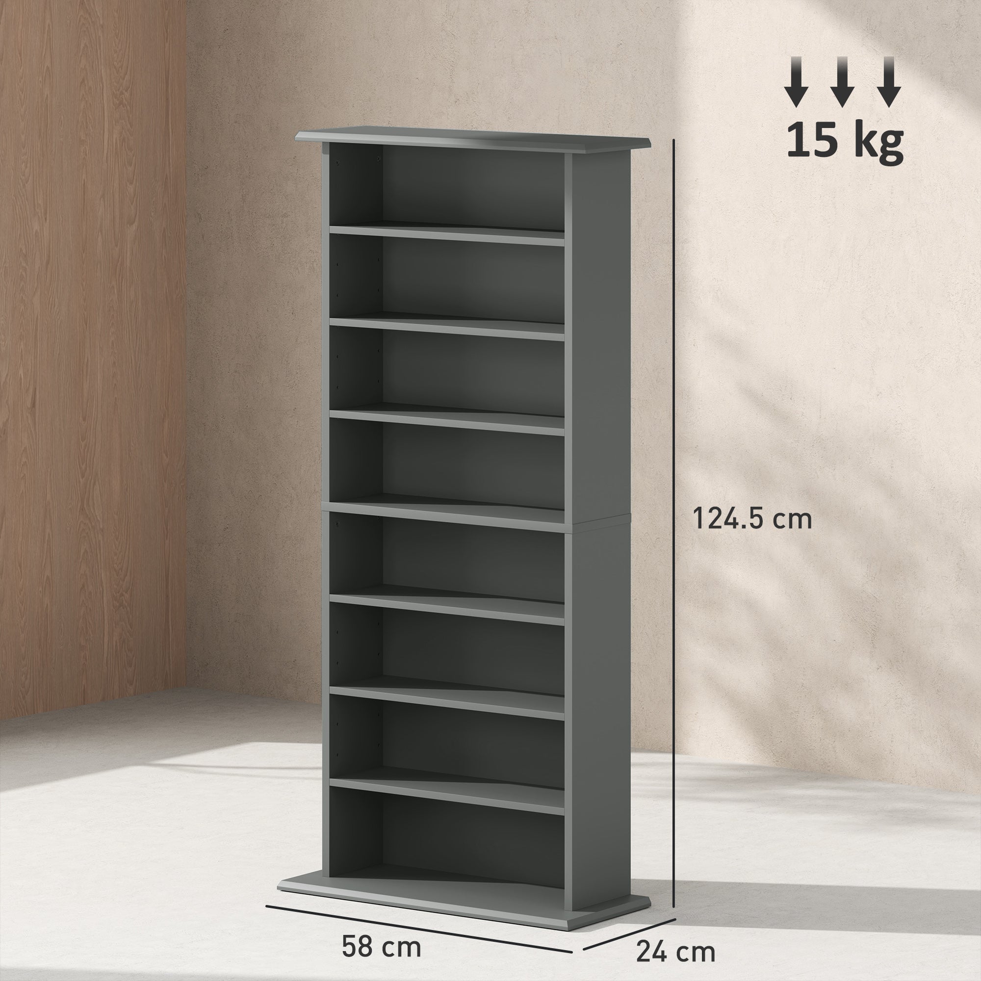 HOMCOM 360 CD/185 DVD/185 Blu-ray Storage Unit - Grey