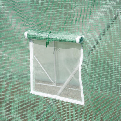Outsunny Walk-in Polytunnel Greenhouse, Outdoor Garden Tunnel Greenhouse Tent with Zipped Roll-Up Door and 6 Mesh Windows, 3 x 2M 
