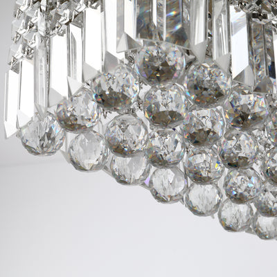 HOMCOM Modern Crystal Ceiling Light Square Crystal Chandelier for Living Room, Dining Room, Hall, E14 Base, Silver, 80 x 25 x 23cm 