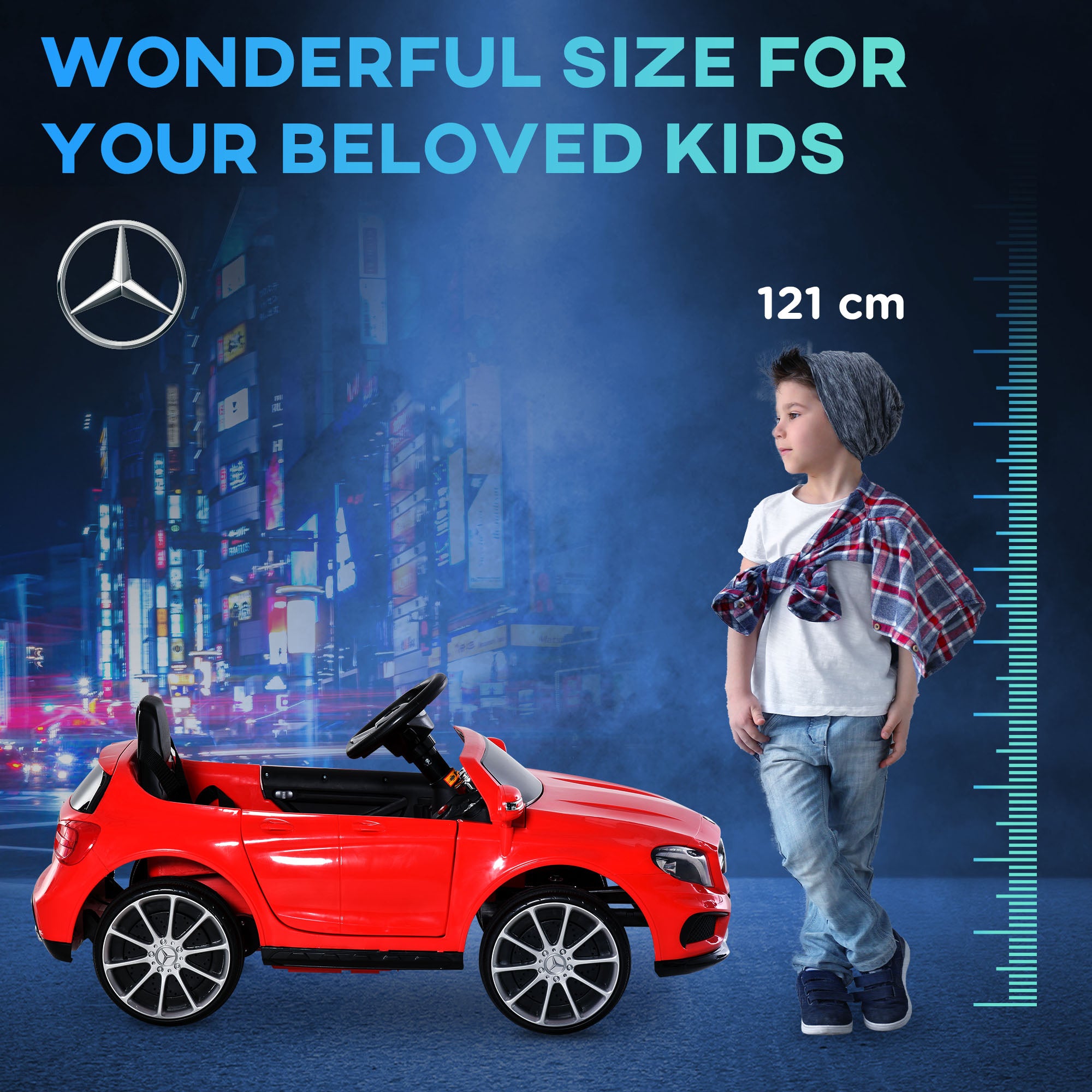 HOMCOM Kids Electric Car Kids Ride-On Car 6V Licensed Mercedes Benz-Red 