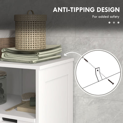 kleankin Three-Part Bathroom Storage Unit, with Shelf, Drawers & Cupboard - White 