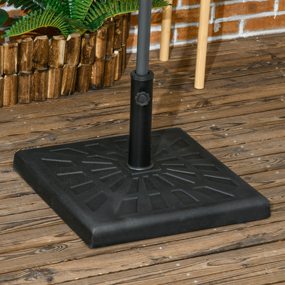 Outsunny 19kg Resin Garden Parasol Base Holder, Square Outdoor Market Umbrella Stand Weight for Poles of \'ce\'a632mm, \'ce\'a638mm, and \'ce\'a648mm, Black