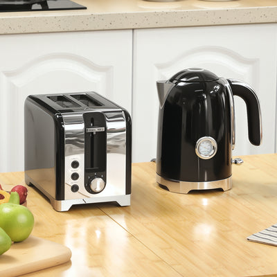HOMCOM Retro Toaster and Kettle Set - Black 