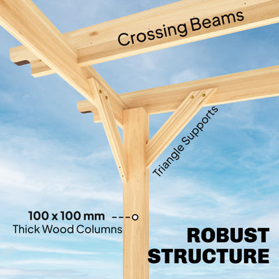 Outsunny 3 x 3 m Wooden Pergola Kit, Garden Pergola Gazebo Arch with Trellis for Climbing Vines, Flowers, Nature Wood Finish 